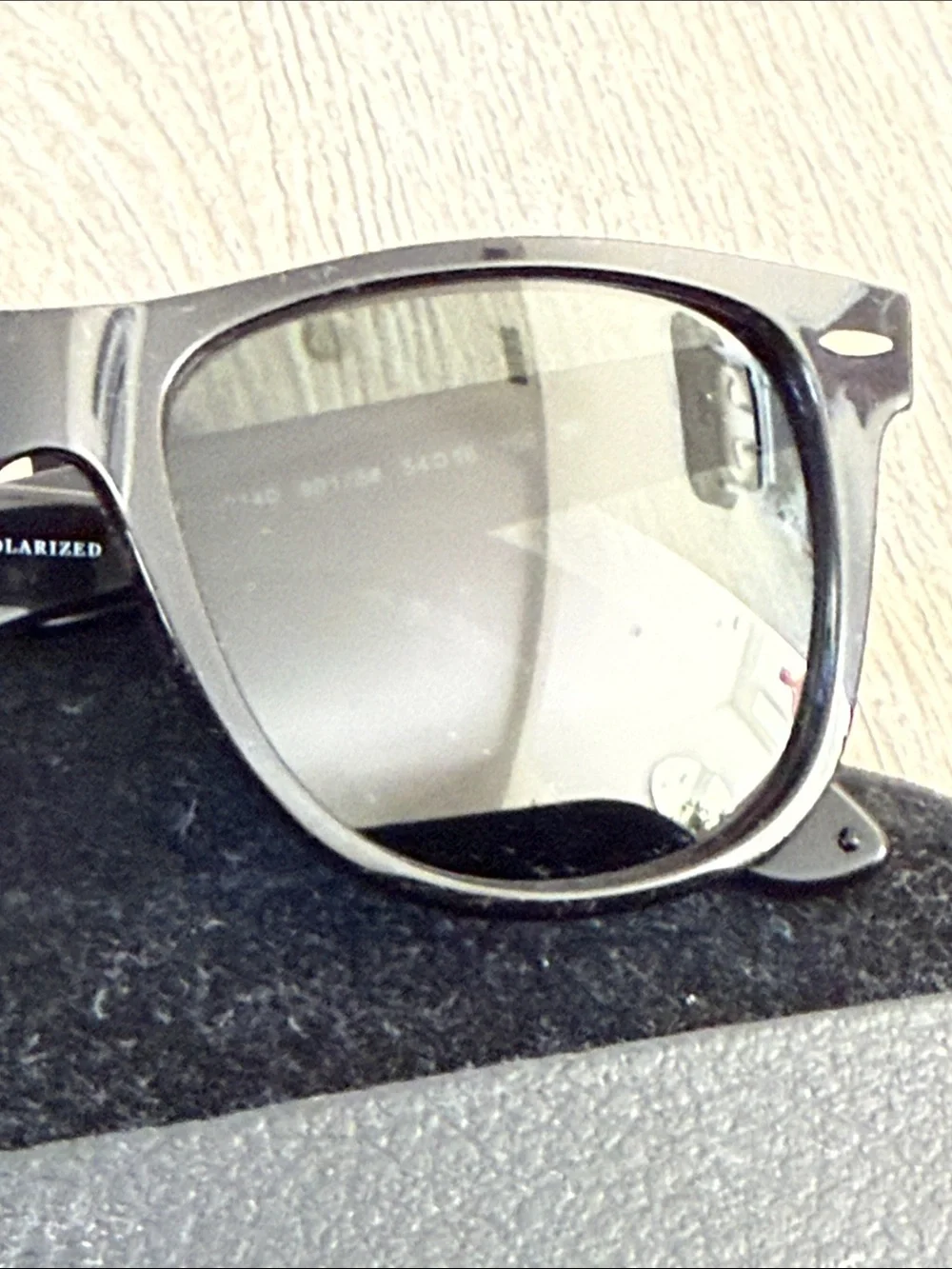 Ray-Ban Black Polarized Wayfarer Sunglasses with Black Leather Case